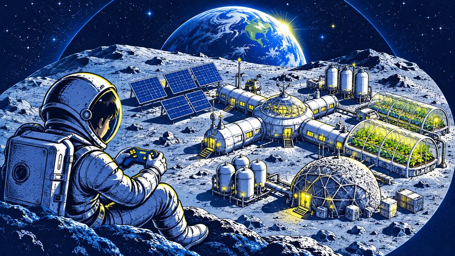Ilustración del desafío 3: Construye un simulador de misión para astronautas junior
