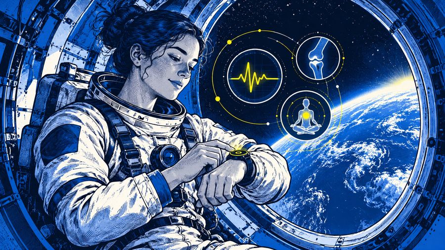 Ilustración del desafío 5: Crear software de monitorización de la salud para astronautas en misiones espaciales