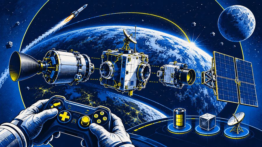 Ilustración del desafío 13: Juego de diseño de misiones espaciales